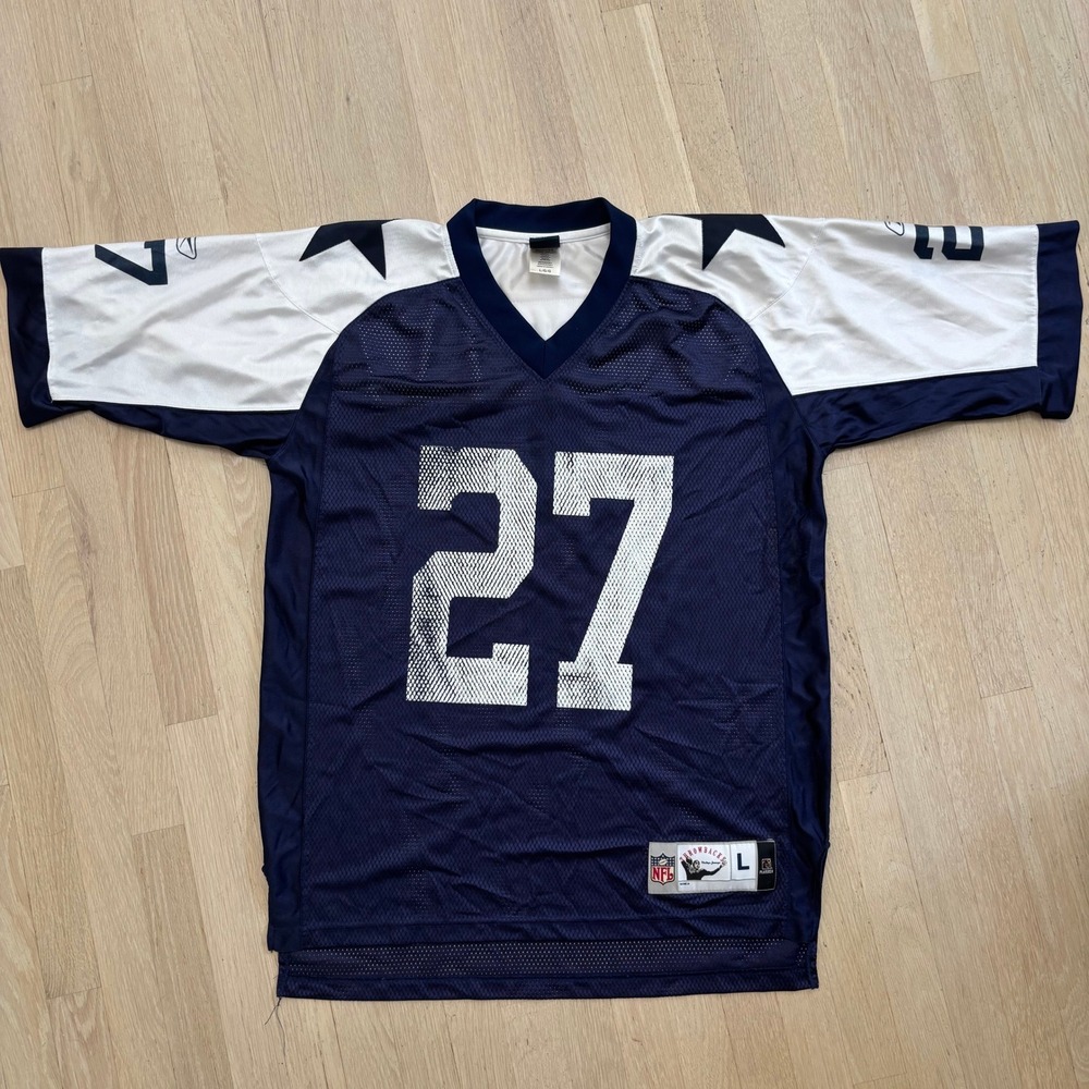 Reebok Eddie George Dallas Cowboys Jersey Mens L Navy White Excellent Throwback